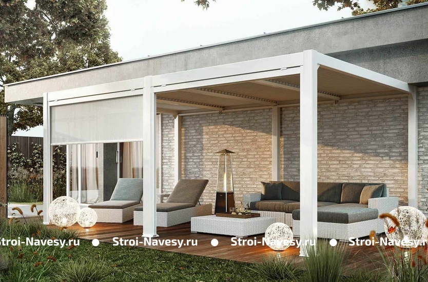 Навес для террасы 530x360 см цвет белый