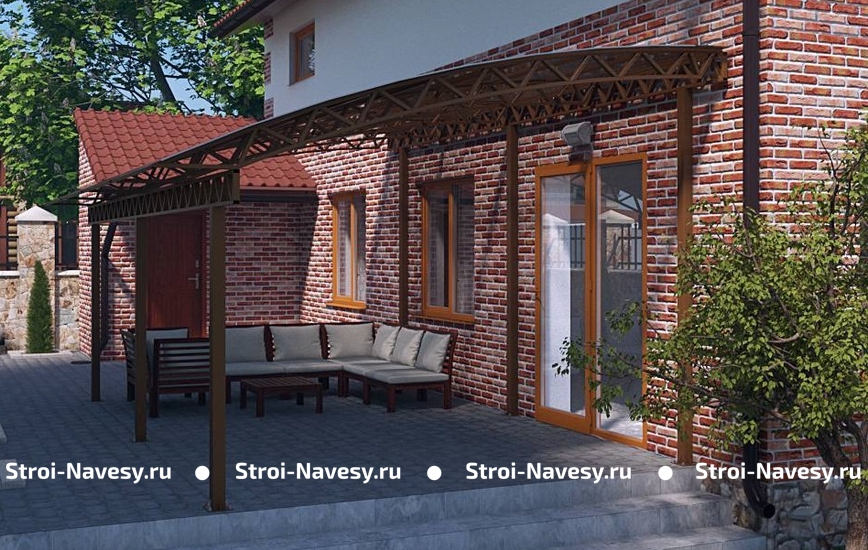 Навес для террасы из поликарбоната прозрачный